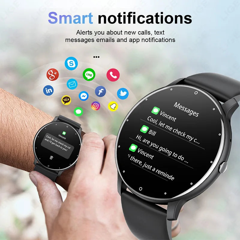 LIGE Smart Watch 2024 Bluetooth Call Smartwatch Fitness Tracker Heart Rate Monitor Sports Man Woman SmartWatches For Android IOS