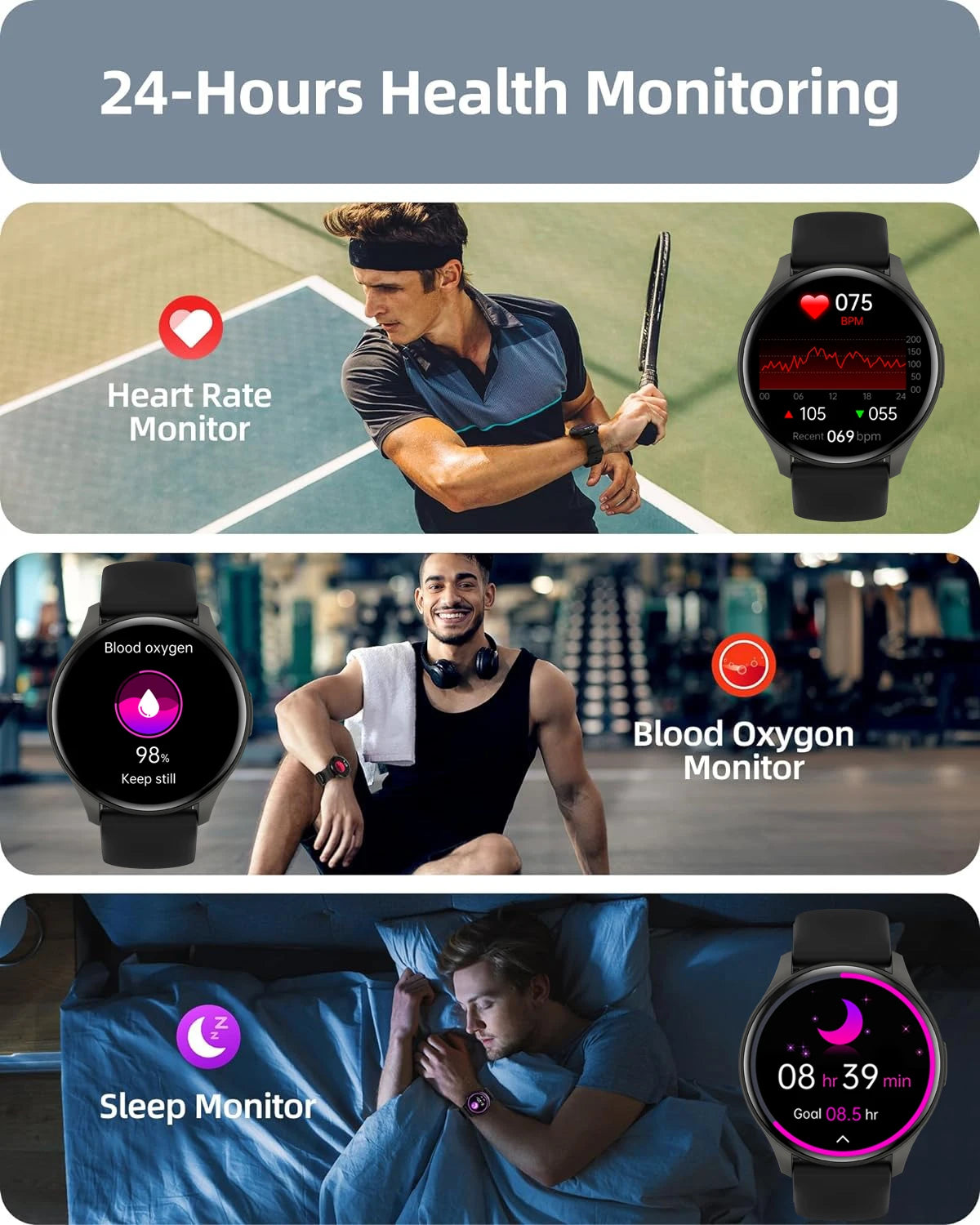 2025 True AMOLED Smart Watch Ladies Screen Always Show Time 466*466 HD Health Tracker Voice Calling Smartwatch Women