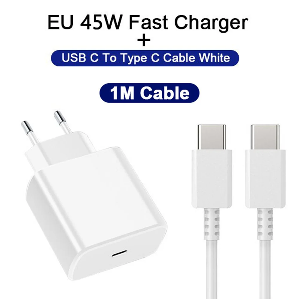 45W PD Charger Super Fast Charging For Samsung Galaxy S24 S23 Ultra Note Mobile Phone Type C Quick Charge Adapter Data Cable Set