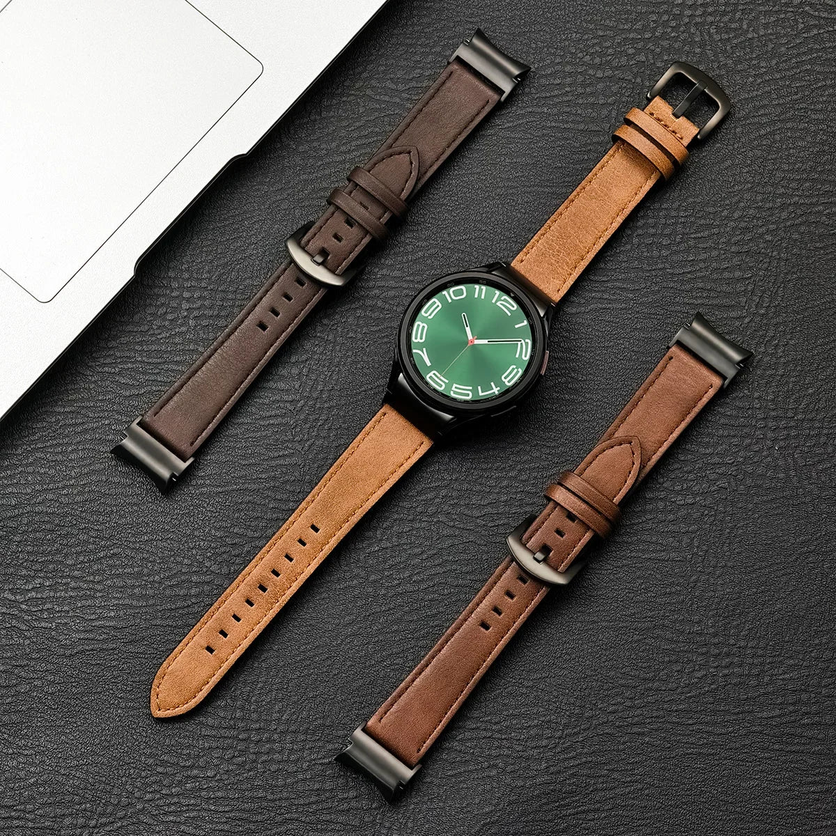 No Gap Leather Strap for Samsung Galaxy Watch 7 6 5 4 40mm 44mm 6Classic 43mm 47mm Watchband Bracelet for Galaxy Watch 5Pro 45mm