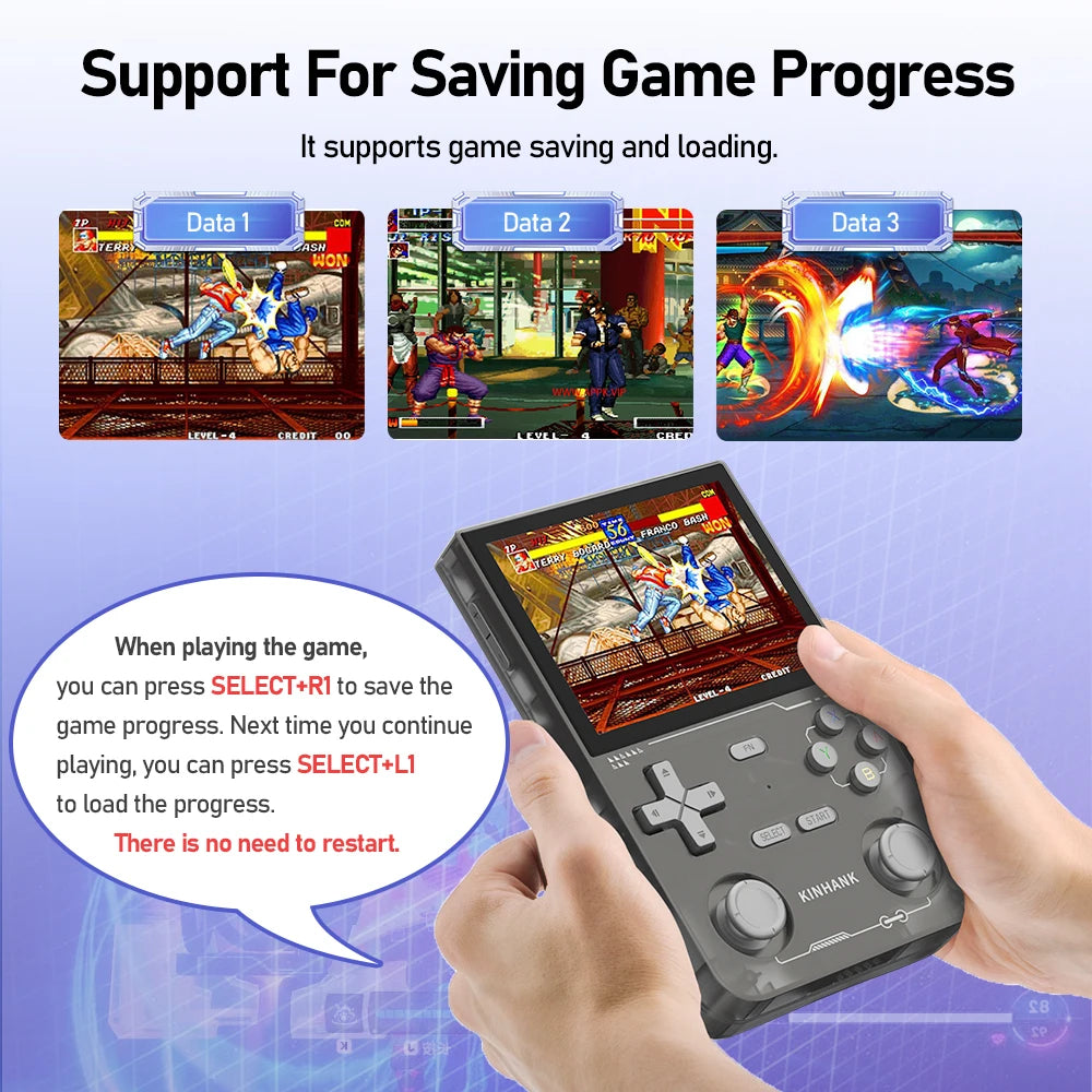 KINHANK Open Source K36 Retro Handheld Video Game Console 16000 Games Emulator for PS1/PSP/DC/N64/SS 500nit 3.5 Inch IPS Screen