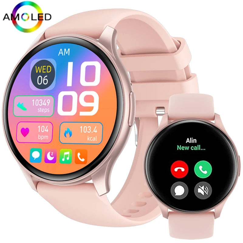 2025 True AMOLED Smart Watch Ladies Screen Always Show Time 466*466 HD Health Tracker Voice Calling Smartwatch Women