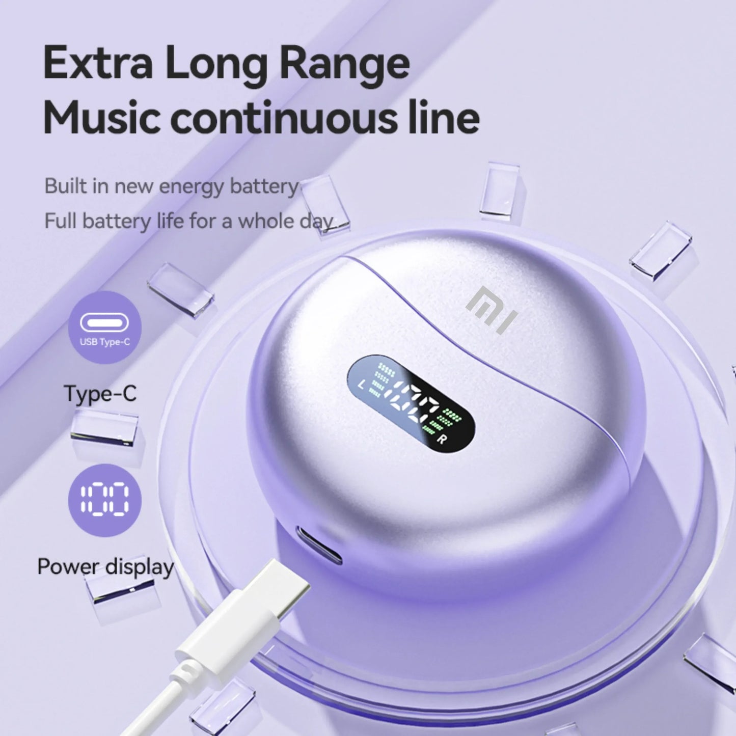 Xiaomi M79 Bone Conduction Earphones Bluetooth 5.4 Earbuds Clip on Ear Comfortable Waterproof Sport Digital Display Headsets