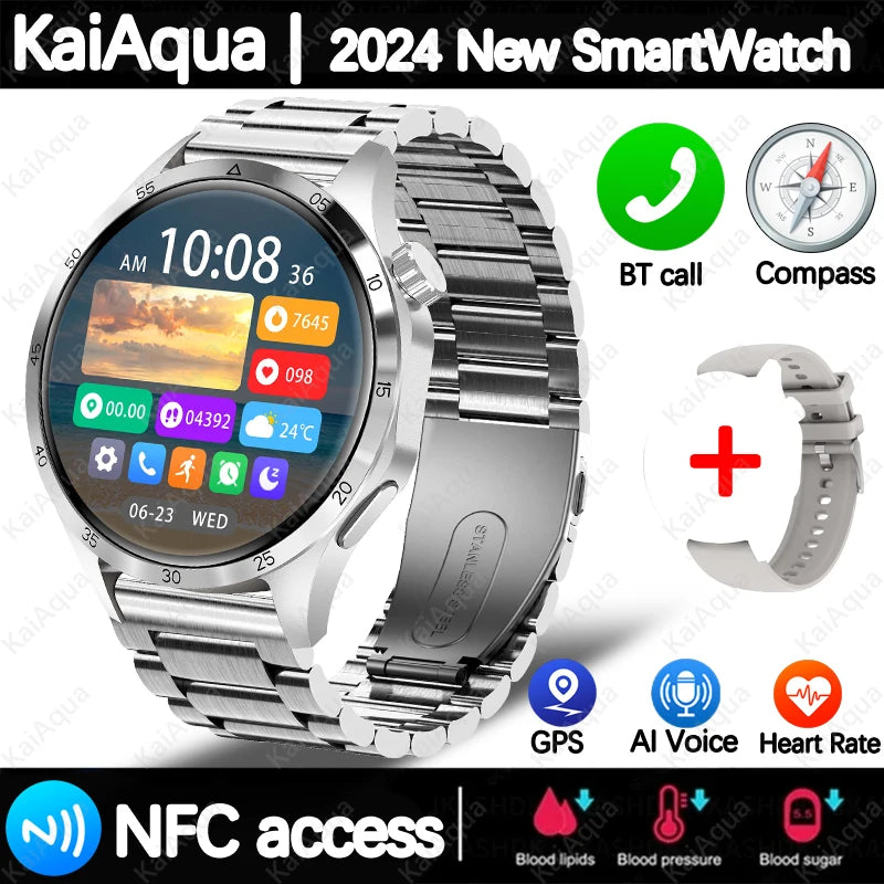 2025 For Android GT4 Pro GPS NFC Smart Watch Men 360*360 AMOLED Screen Heart rate Bluetooth Call IP68 Waterproof Man Smartwatch