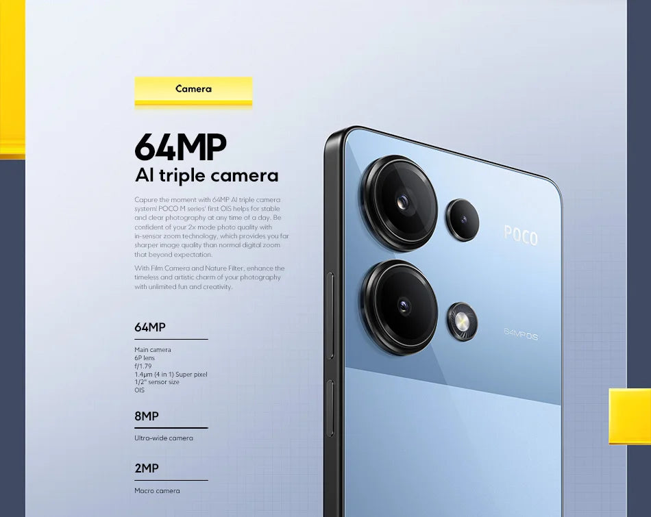 POCO M6 Pro Helio G99-Ultra 67W Turbo Charging 64MP Triple Camera With OIS 120Hz AMOLED 5000mAh Battery Global Version