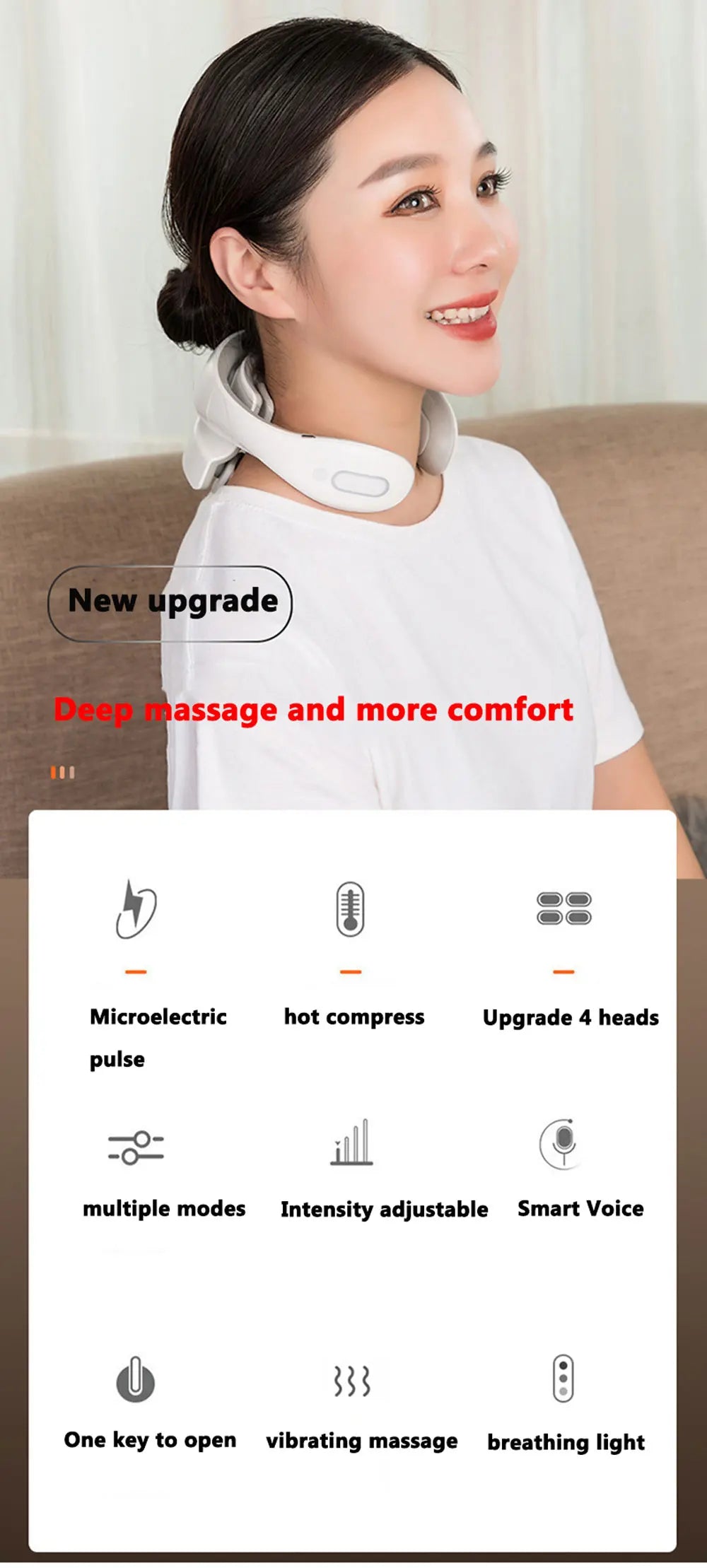 Smart Neck Massage Instrument Portable Shoulder Neck Massage Cervical Vertebra Health Care Vibrator Heating Compress Massage