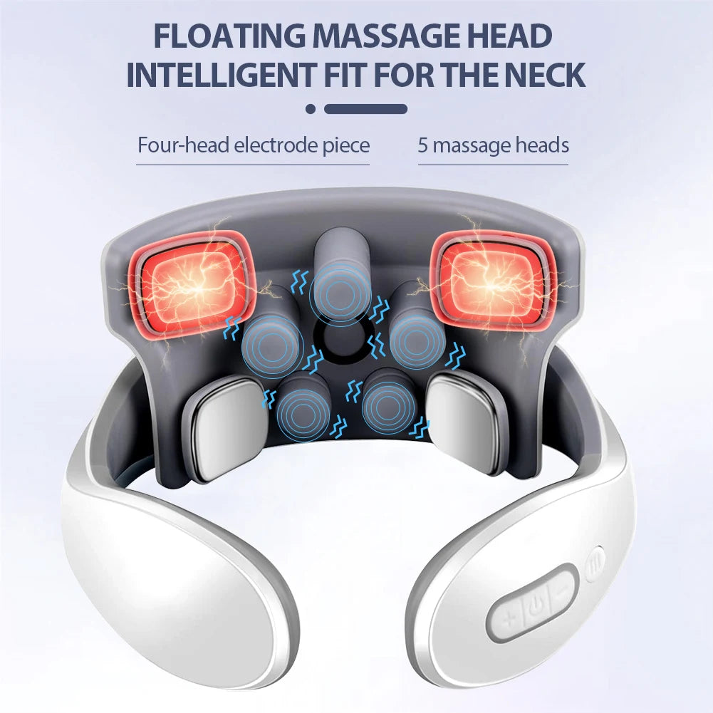 TENS Pulse Back Neck Massage Wireless Smart Sholder Cervical Massager Heating Relief  Pain Muscle Punch Beating Health
