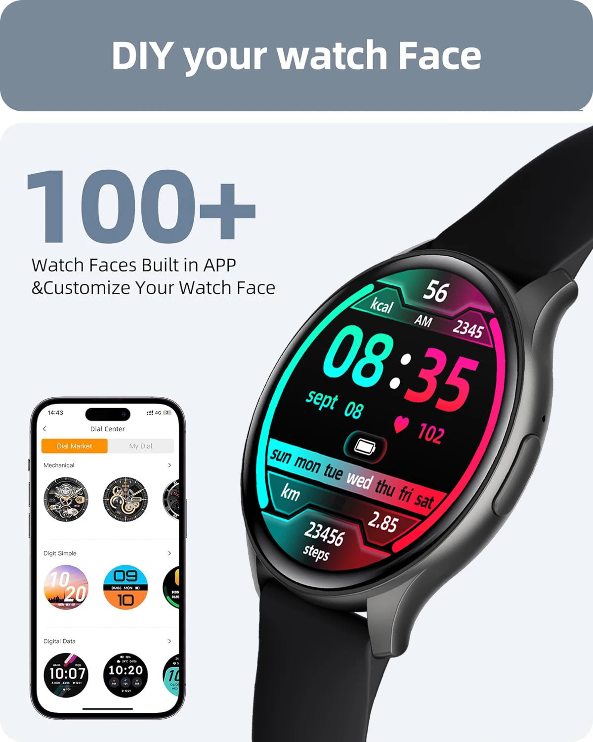 2025 True AMOLED Smart Watch Ladies Screen Always Show Time 466*466 HD Health Tracker Voice Calling Smartwatch Women
