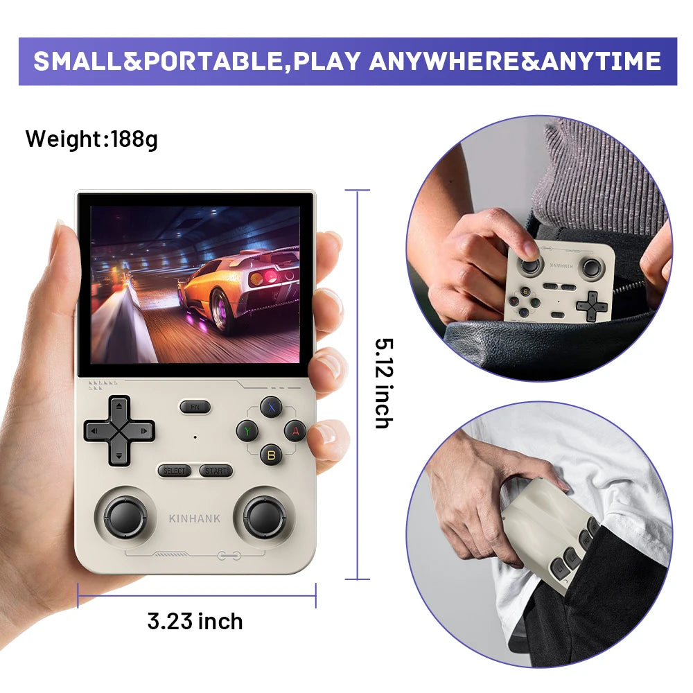 KINHANK Open Source K36 Retro Handheld Video Game Console 16000 Games Emulator for PS1/PSP/DC/N64/SS 500nit 3.5 Inch IPS Screen