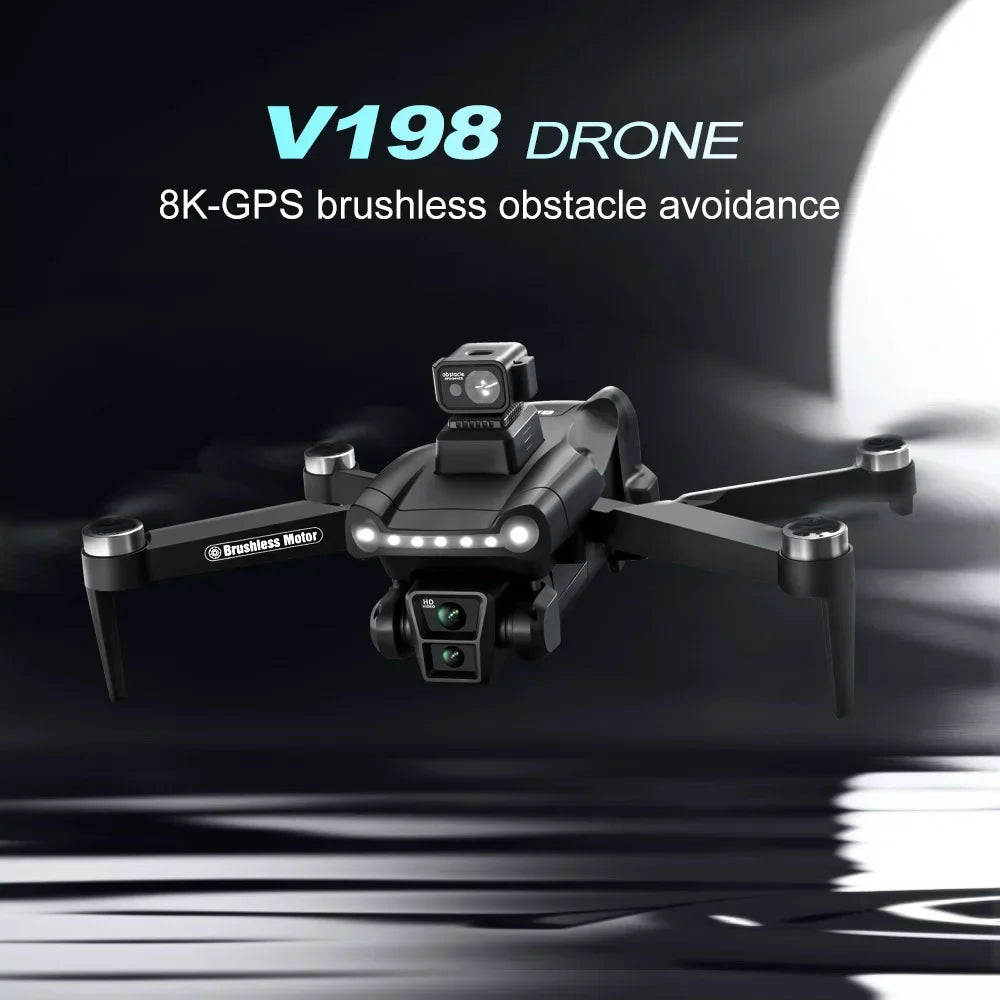 طائرة بدون طيار أصلية V198GPS ESC 8K احترافية بدون فرشاة ليزر تجنب العوائق بصرية جوية قابلة للطي رباعية المراوح صغيرة بدون طيار جديدة