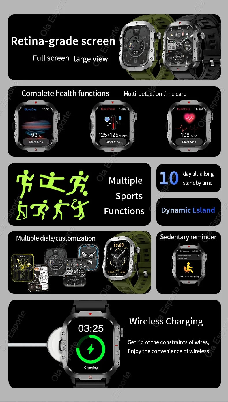Original Men Smart Watch Bluetooth Call Fitness Clock 3ATM IP68 Swim Waterproof Sports Smartwatch for Women Xiaomi Android 2024