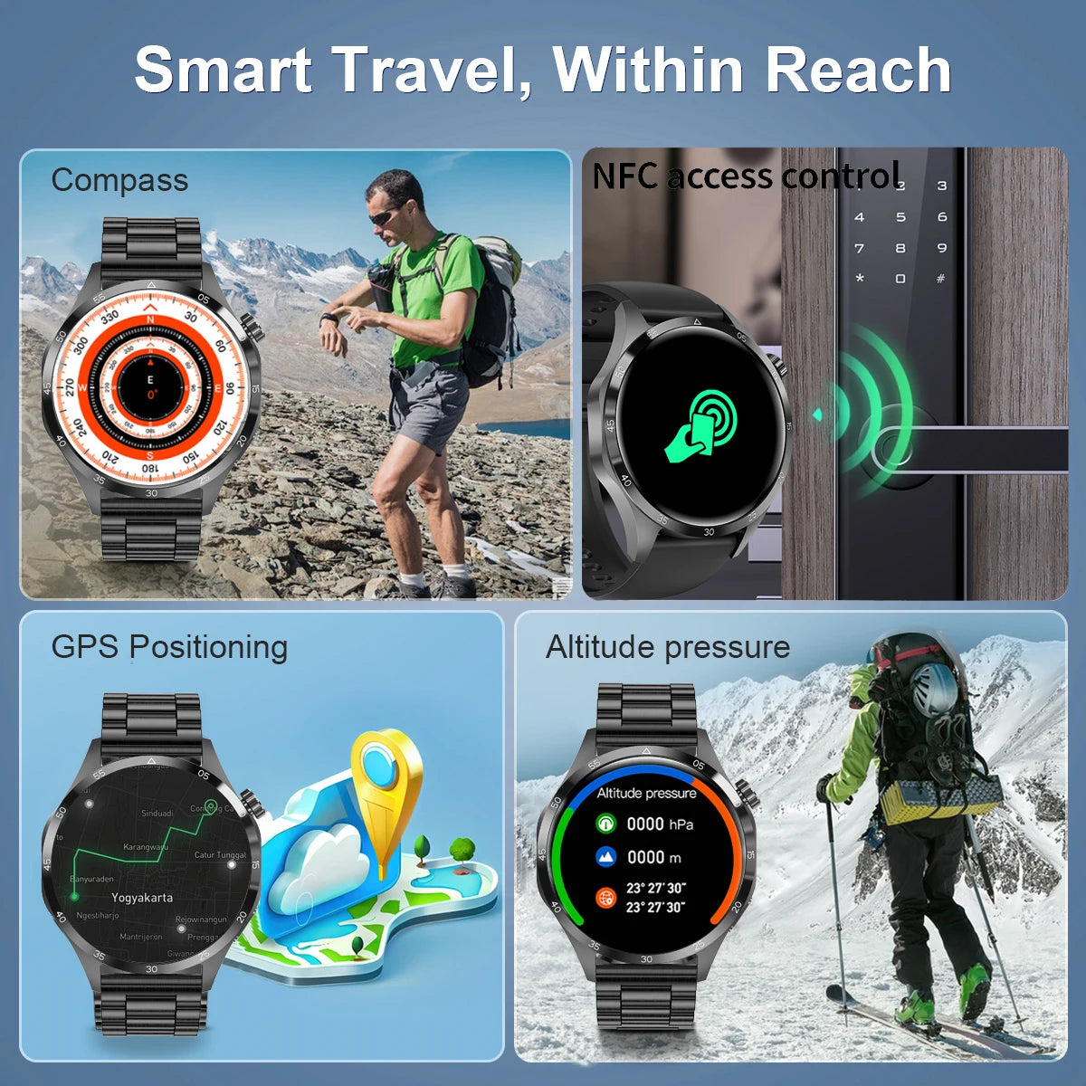 2025 For Android GT4 Pro GPS NFC Smart Watch Men 360*360 AMOLED Screen Heart rate Bluetooth Call IP68 Waterproof Man Smartwatch