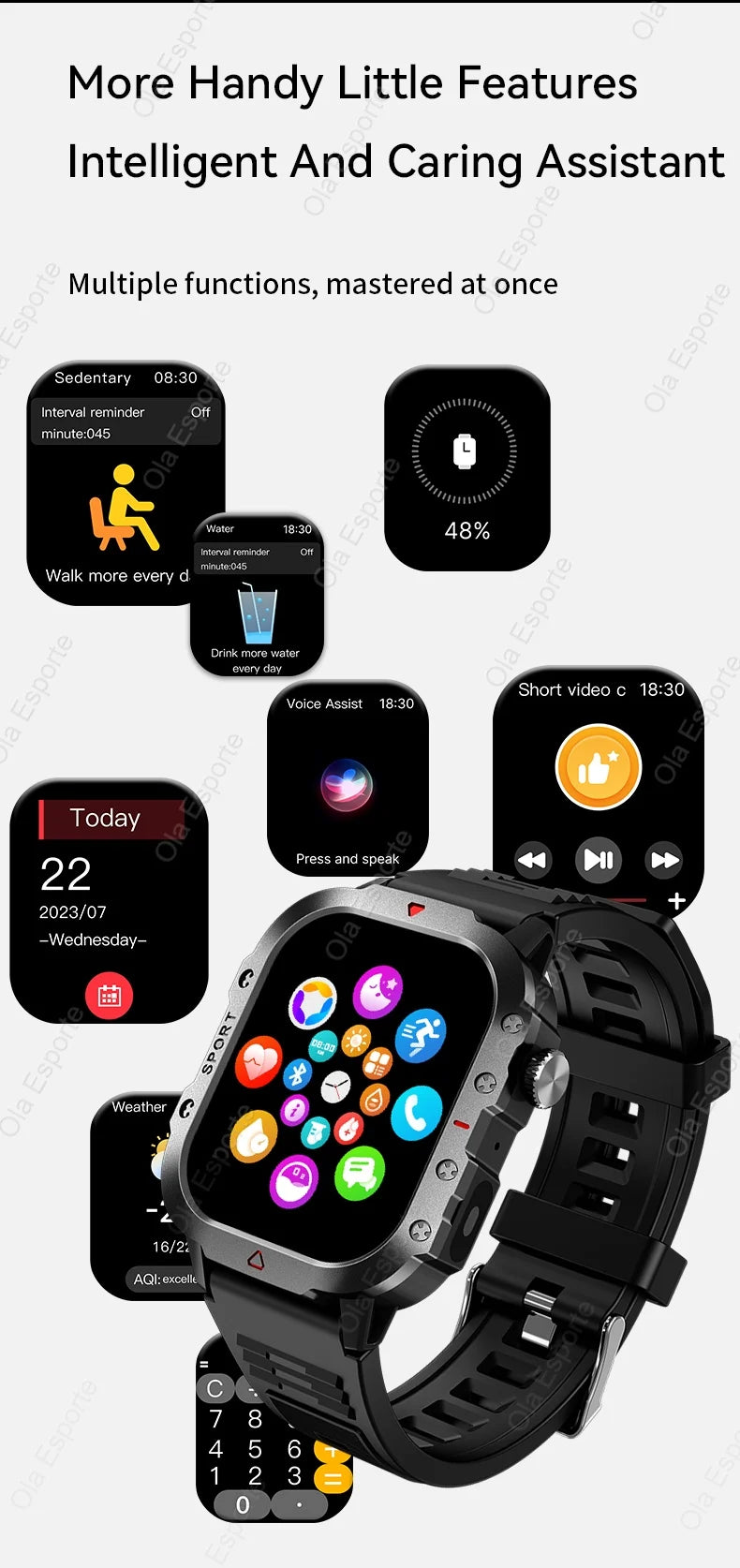Original Men Smart Watch Bluetooth Call Fitness Clock 3ATM IP68 Swim Waterproof Sports Smartwatch for Women Xiaomi Android 2024