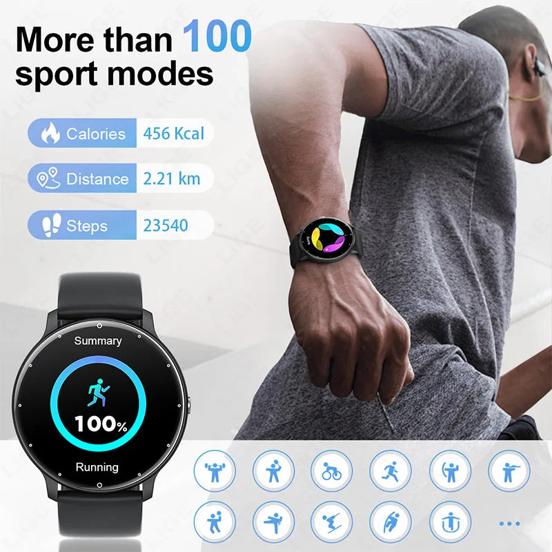 LIGE Smart Watch 2024 Bluetooth Call Smartwatch Fitness Tracker Heart Rate Monitor Sports Man Woman SmartWatches For Android IOS