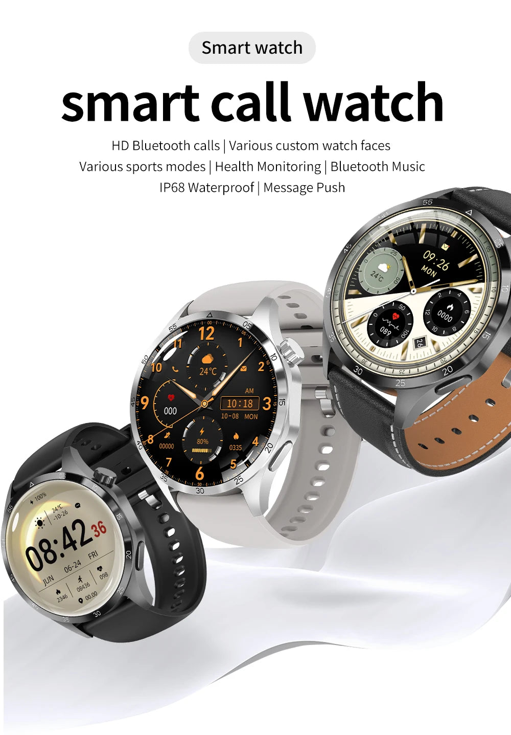 2025 For Android GT4 Pro GPS NFC Smart Watch Men 360*360 AMOLED Screen Heart rate Bluetooth Call IP68 Waterproof Man Smartwatch