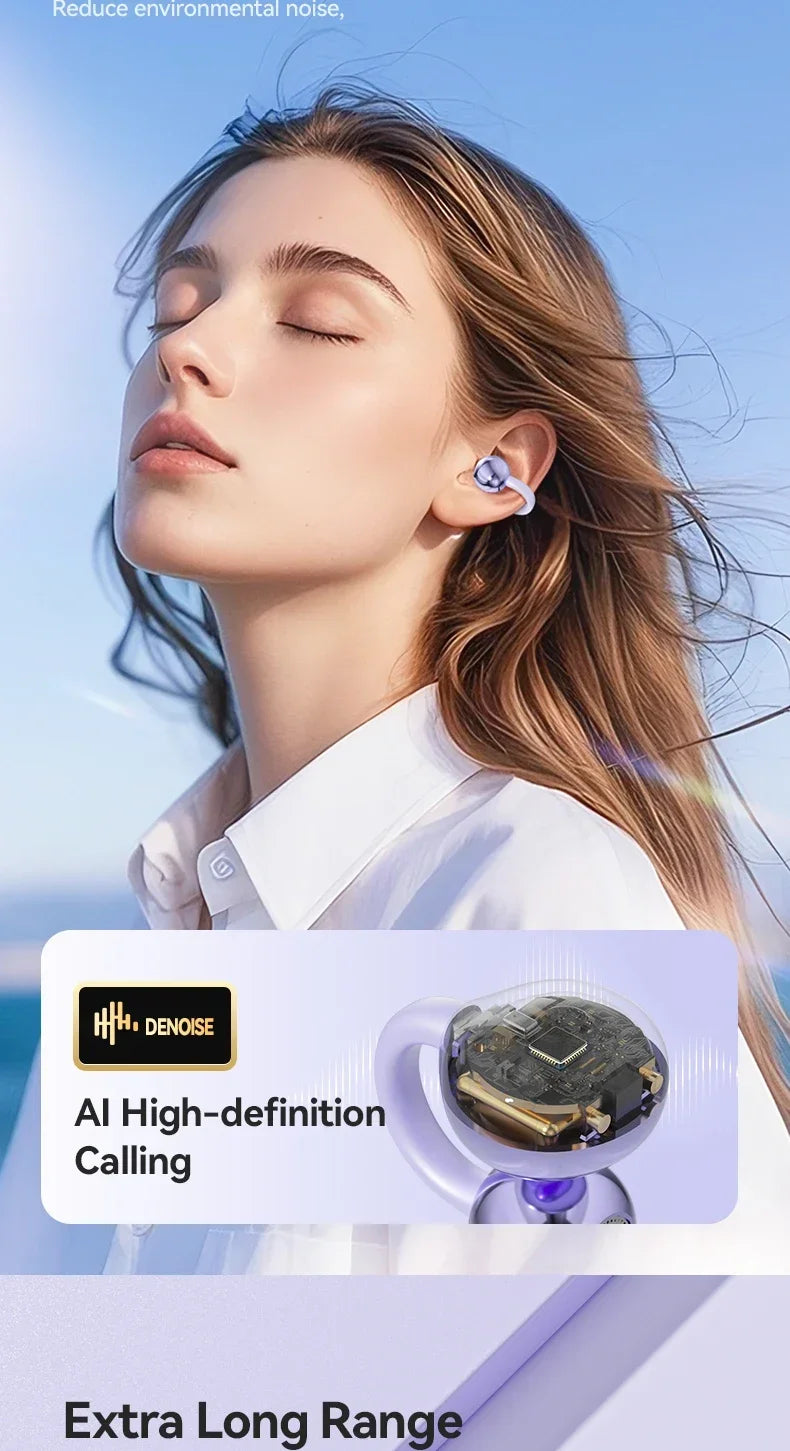 Xiaomi M79 Bone Conduction Earphones Bluetooth 5.4 Earbuds Clip on Ear Comfortable Waterproof Sport Digital Display Headsets